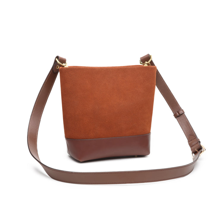 Betsy Bucket Bag | Rust Suede + Brown