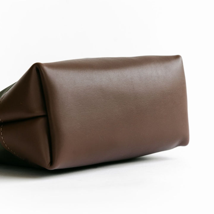 Betsy Bucket Bag | Fatigue Nylon + Brown Leather