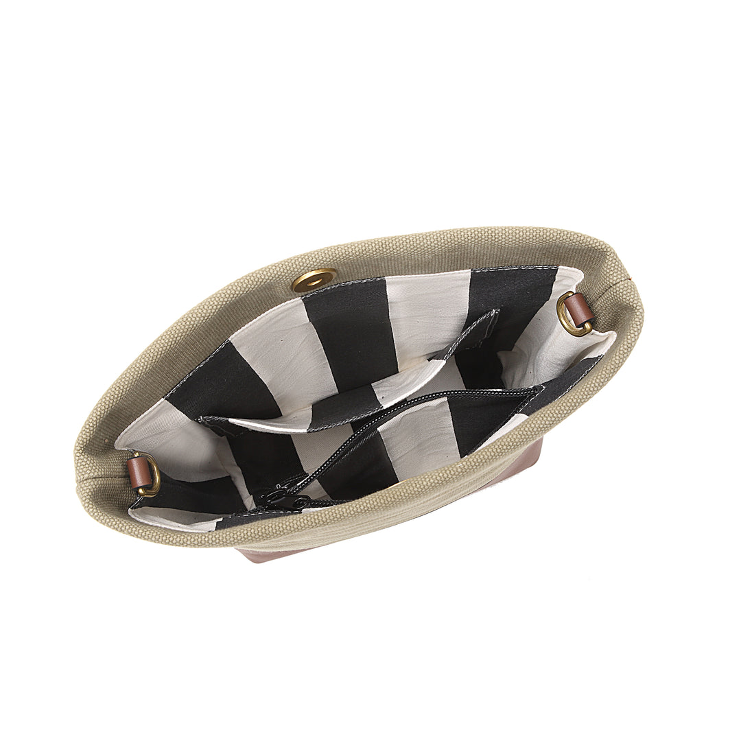 Betsy Bucket Bag | Fatigue Washed Canvas + Brown Leather