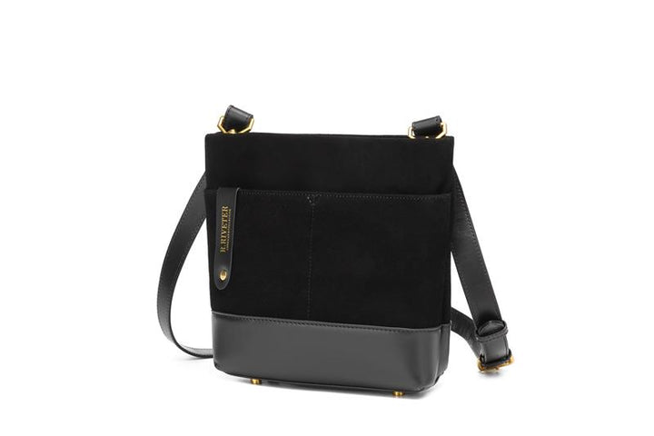 Betsy Bucket Bag | Black Suede + Black
