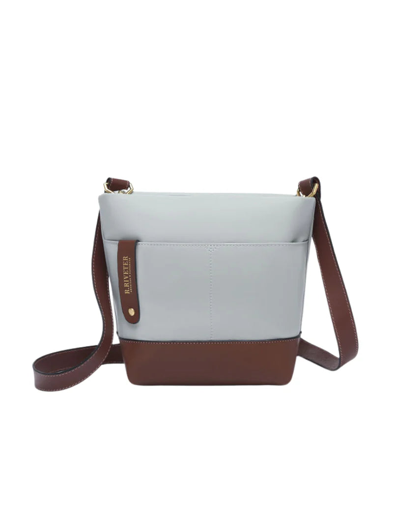 Betsy Bucket Bag | Slate Nylon + Brown Leather