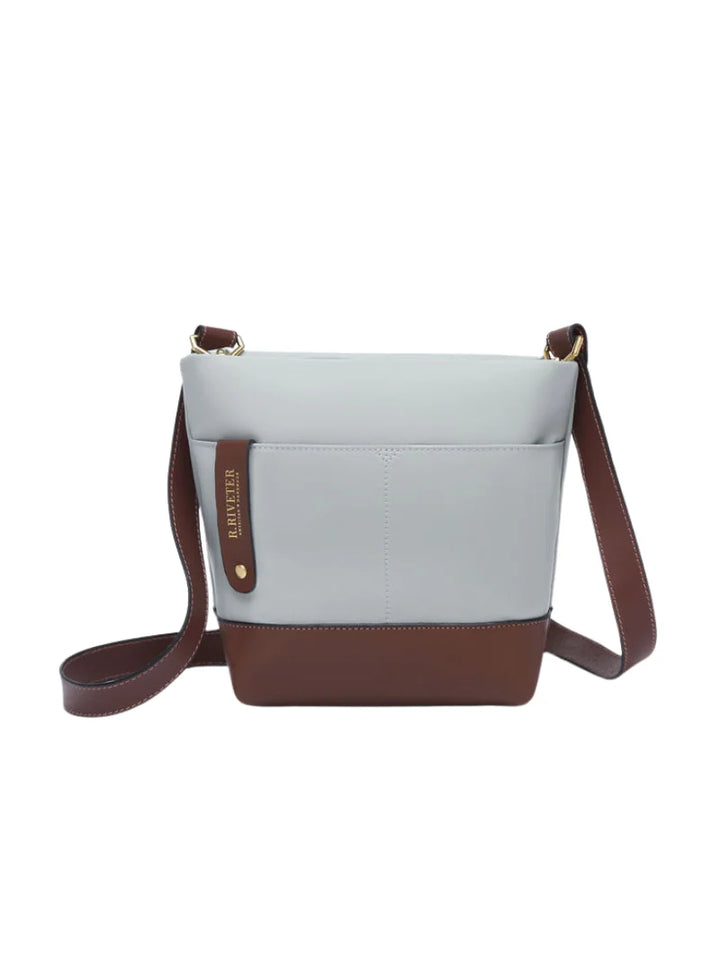 Betsy Bucket Bag | Slate Nylon + Brown Leather