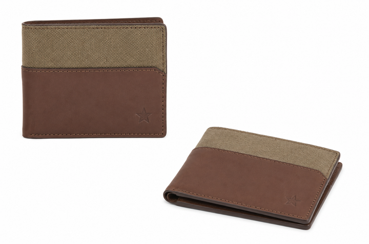 Dakota Bifold Wallet | Fatigue Waxed Canvas + Brown
