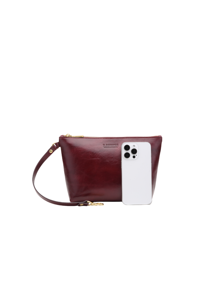 Naomi Zipper Clutch | Cherry Leather