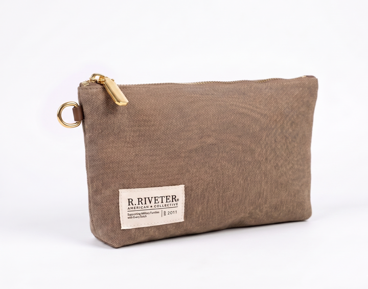 Lucy Large Zipper Pouch | Chocolate Washed Canvas