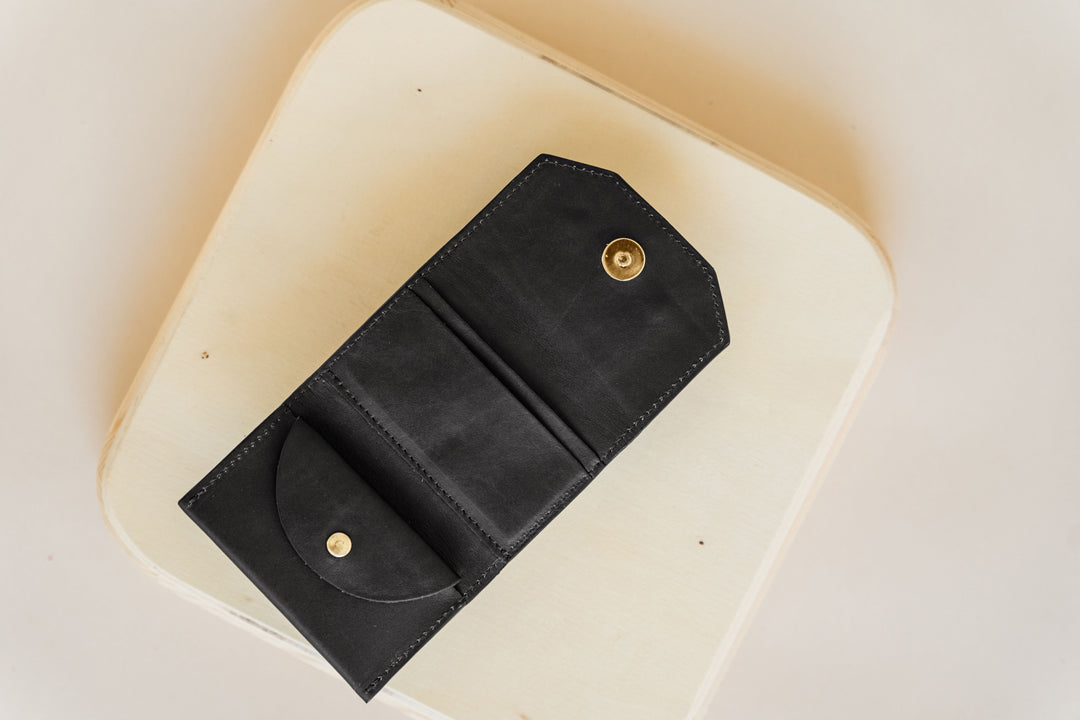 1973 Mini Wallet | Signature Black Leather