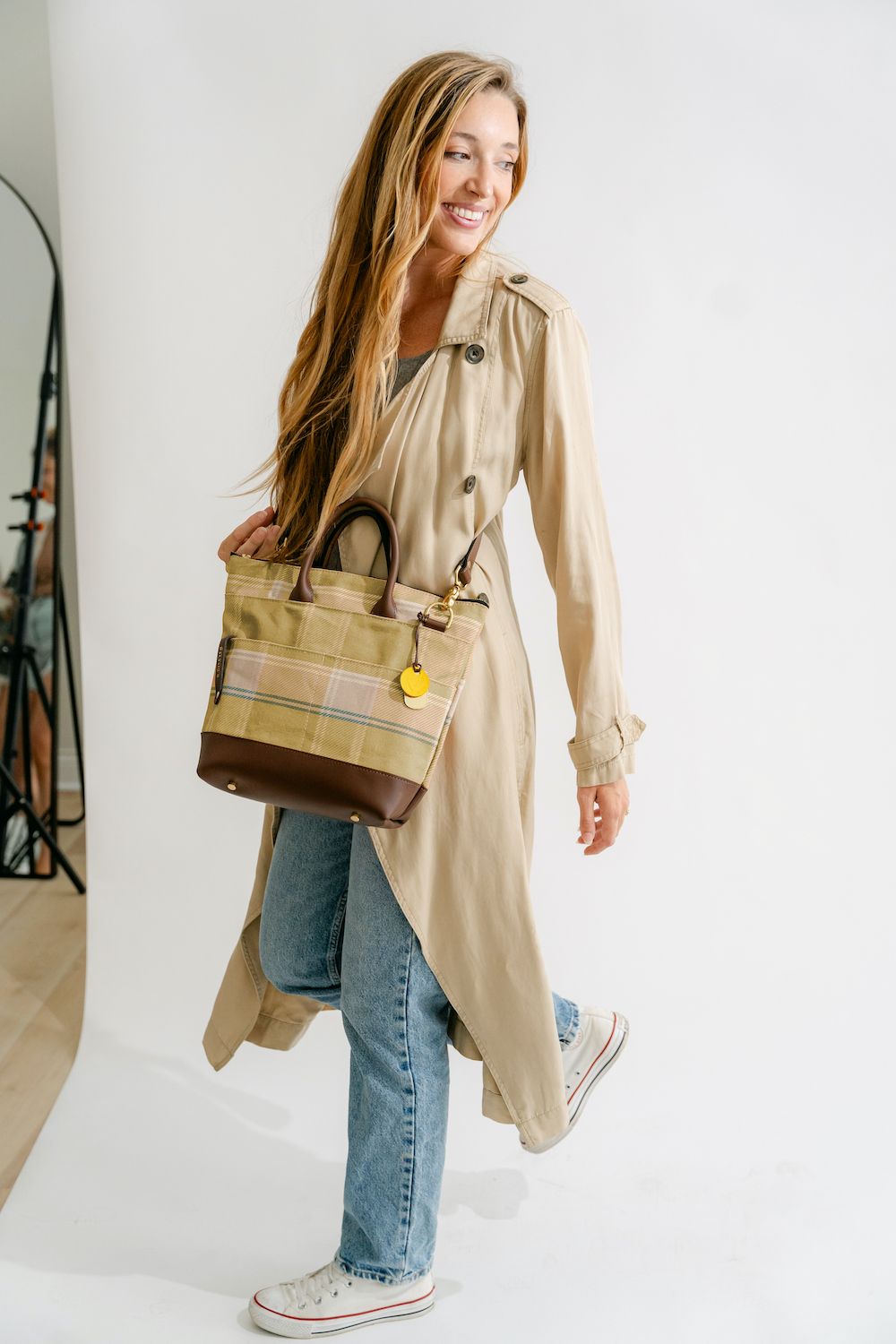 Otto | Golden Plaid Printed Canvas w/ Fatigue Webbed Crossbody Strap