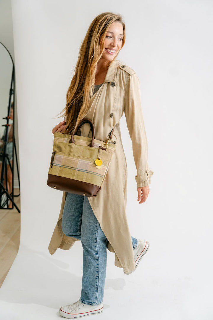Otto | Golden Plaid Printed Canvas w/ Fatigue Webbed Crossbody Strap