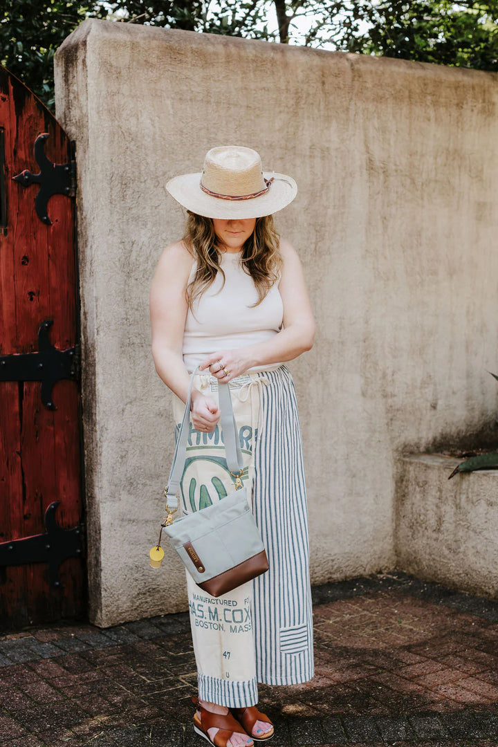Betsy Bucket Bag | Slate Nylon + Brown Leather