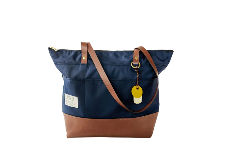 Harriet | Navy Nylon + Brown Leather