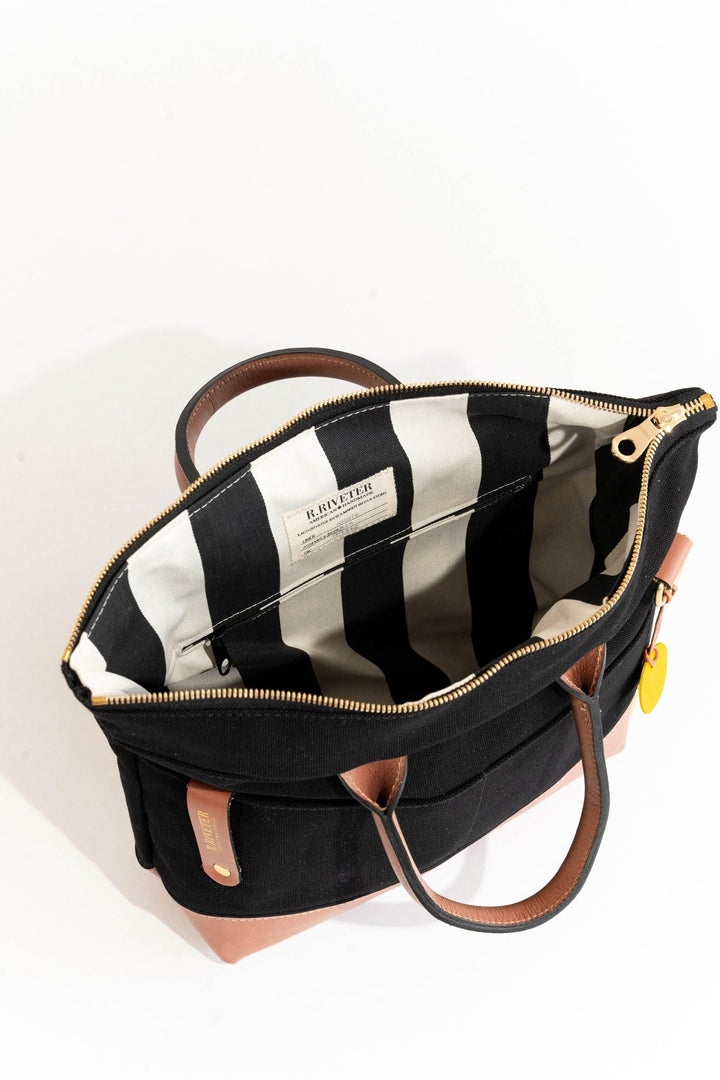 Otto | Signature Black Canvas + Tan Leather Handbag