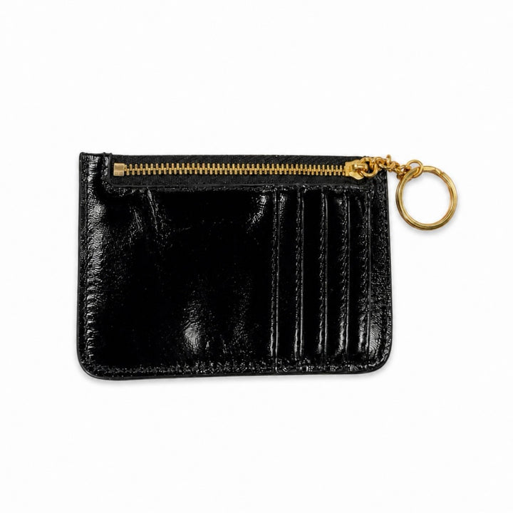 Victoria ID Card Case | Patent Black Leather Wallet