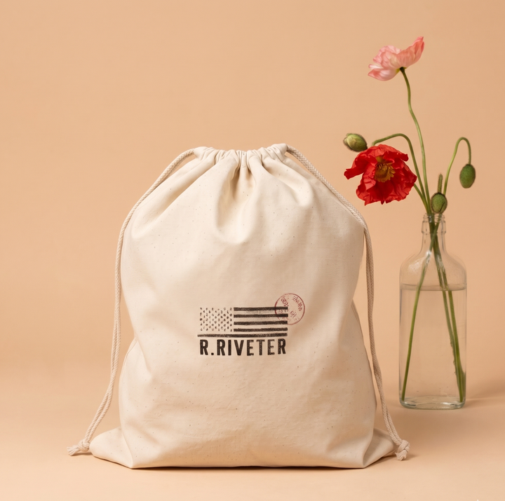 Hand Stamped Drawstring reusable Giftbag -Cotton