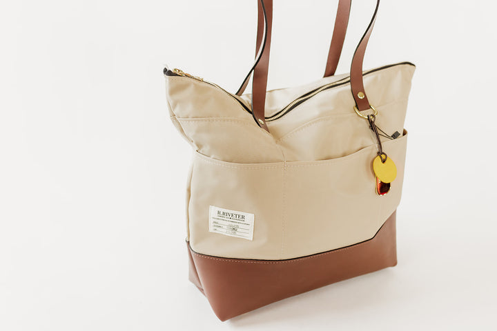 Harriet | Khaki Nylon + Brown Leather