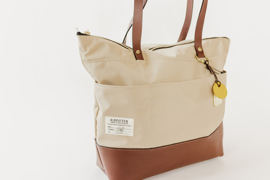 Harriet | Khaki Nylon + Brown Leather