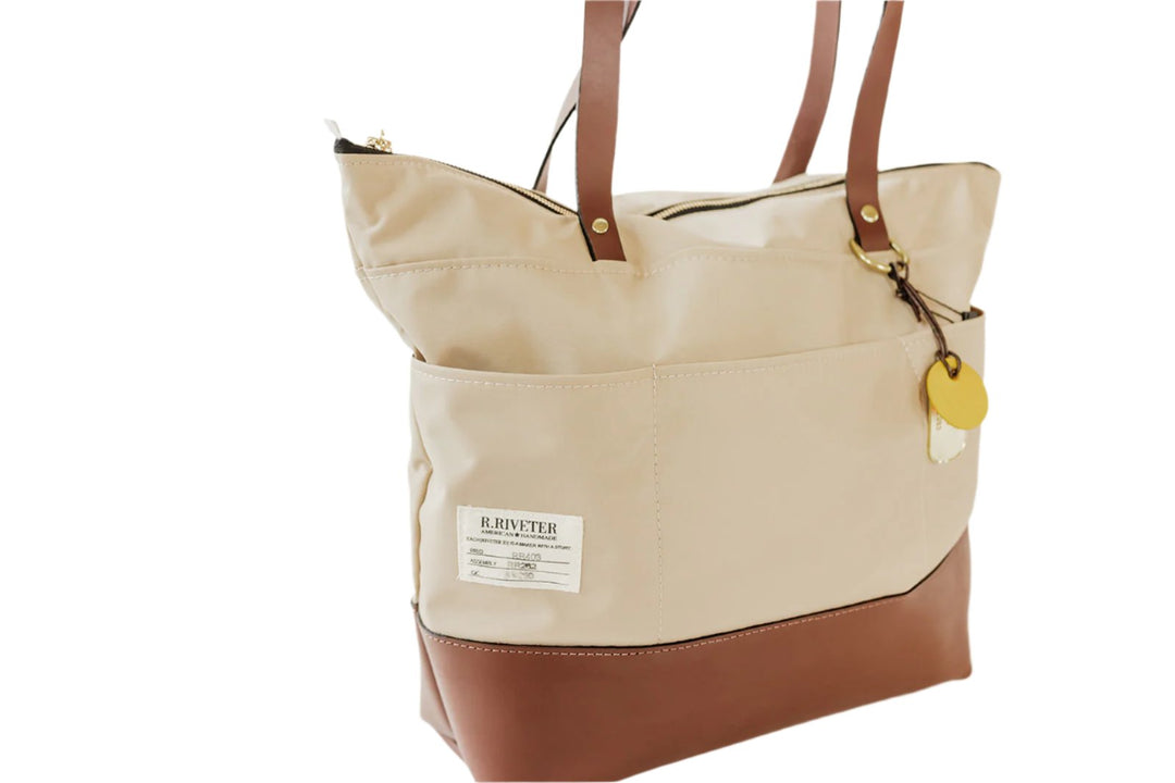 Harriet | Khaki Nylon + Brown Leather