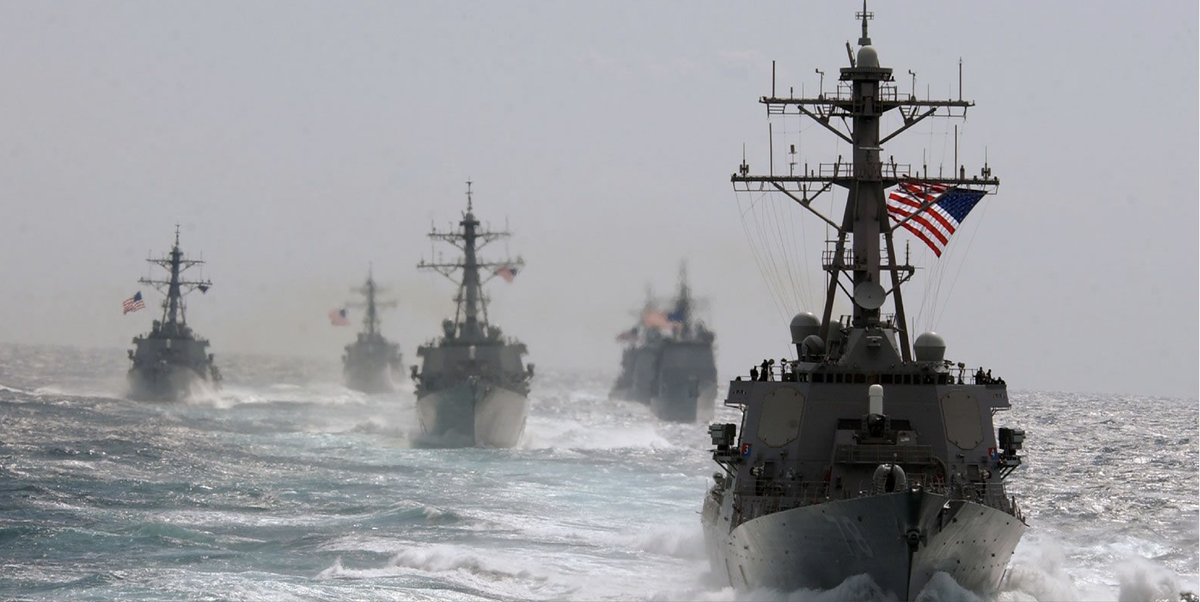 U.S. Navy ships underway at sea