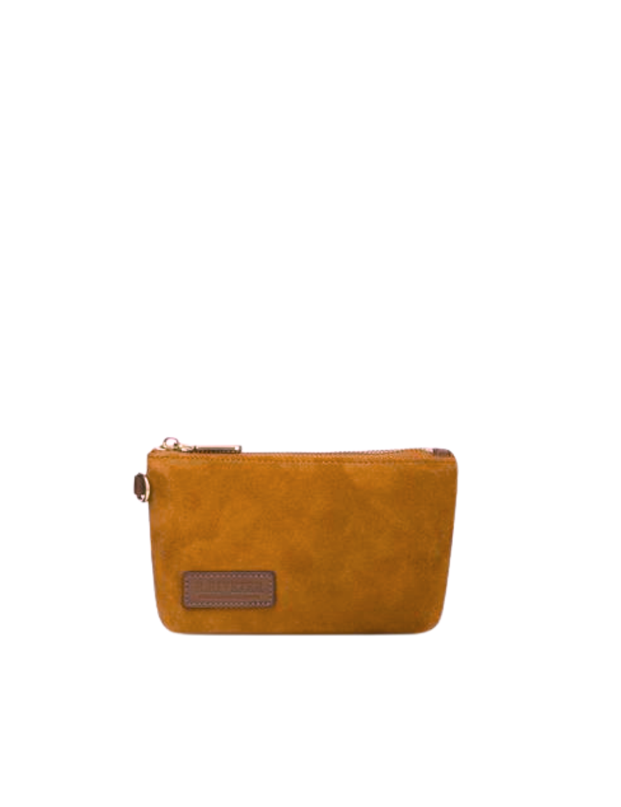 Lucy Mini Zipper Pouch | Mustard Suede