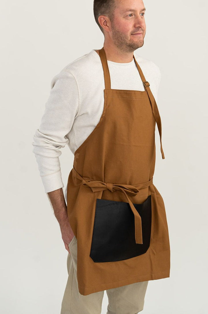 Riveter Made Apron | Tobacco + Black Leather