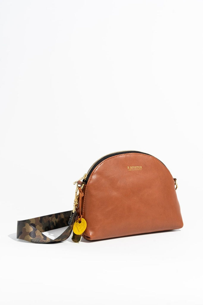 Hopper | Riveter Tan Leather W/ Camo Webbed Strap