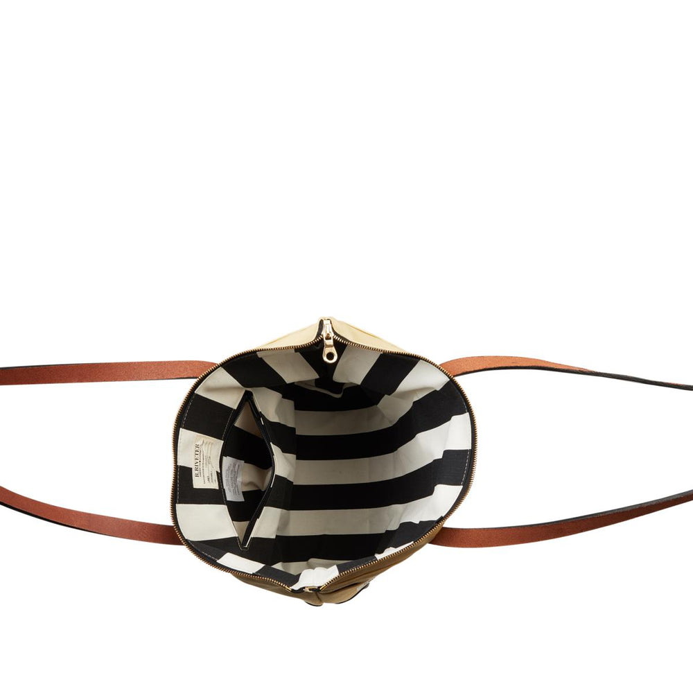 Harriet | Sunset Stripe Printed Canvas + Brown Leather