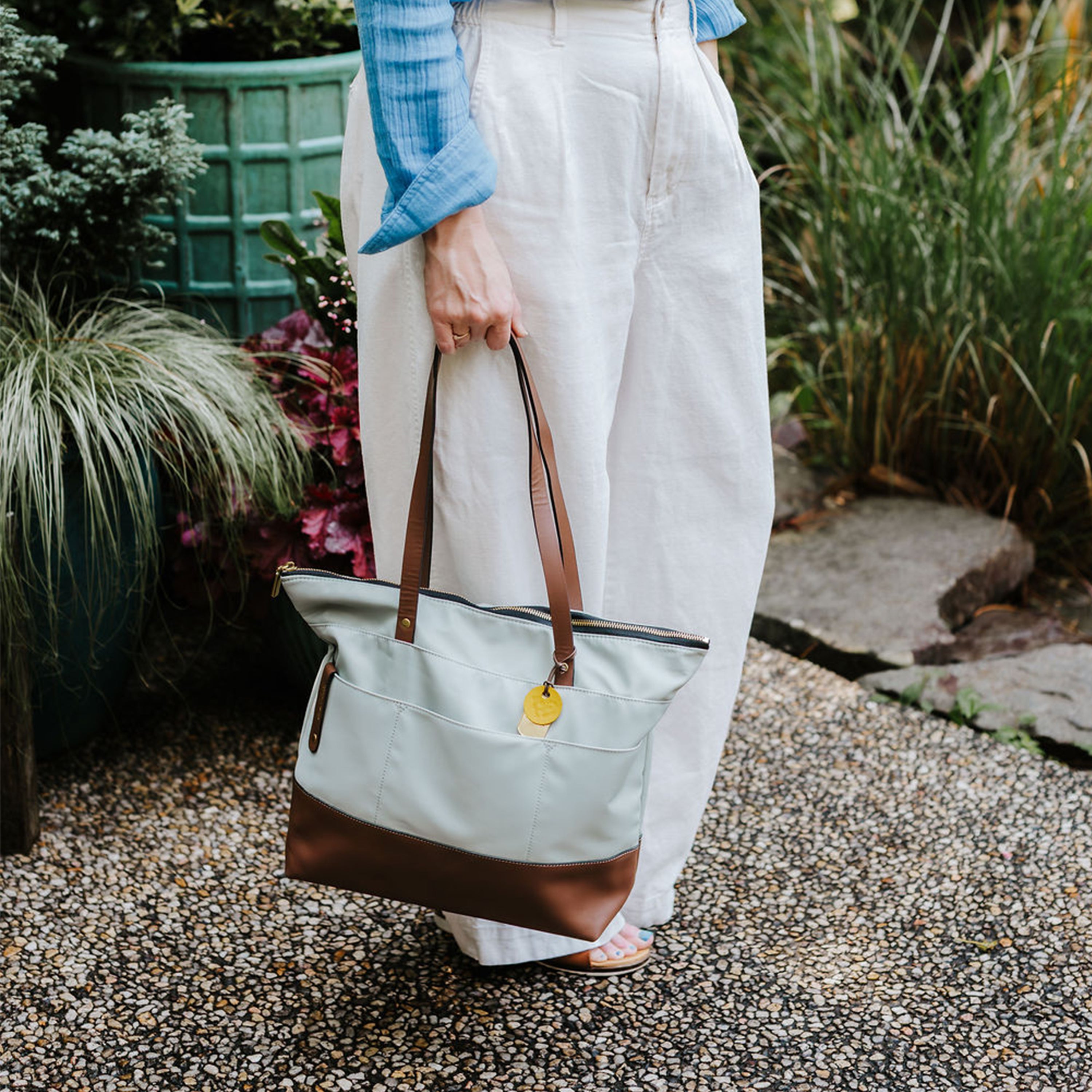 Harriet | Slate Nylon + Brown Leather – R. Riveter