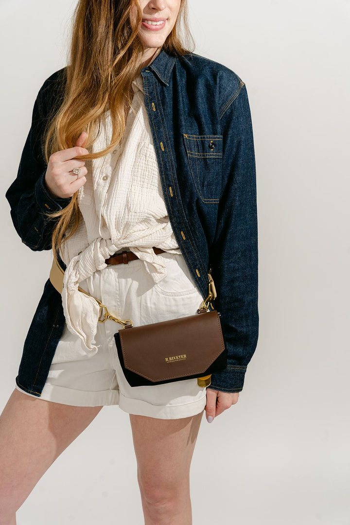 Whittle | Signature Black Canvas + Brown Leather with Webbed Crossbody Strap