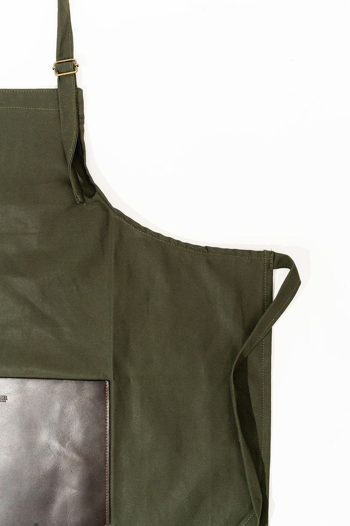Riveter Made Apron | Fatigue + Brown Leather