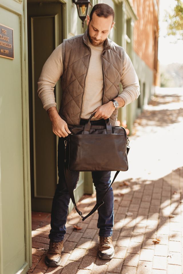 Normandy Men's Briefcase | Black Leather