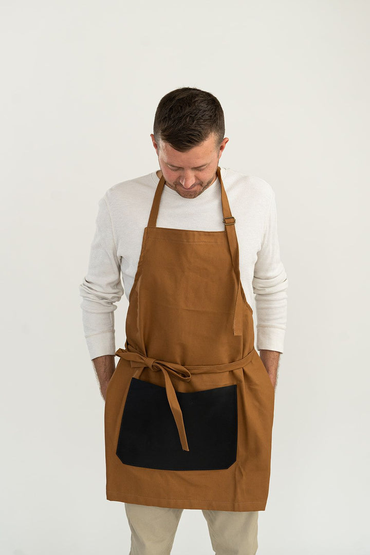 Riveter Made Apron | Tobacco + Black Leather