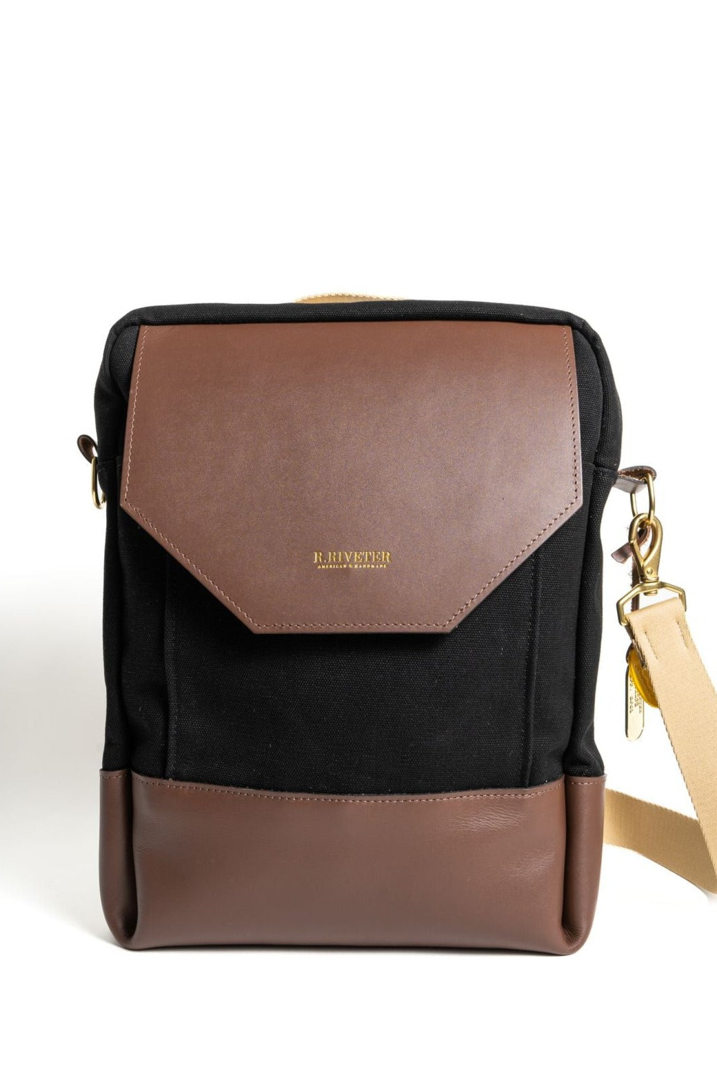Corbin | Signature Black Canvas + Brown Leather Backpack