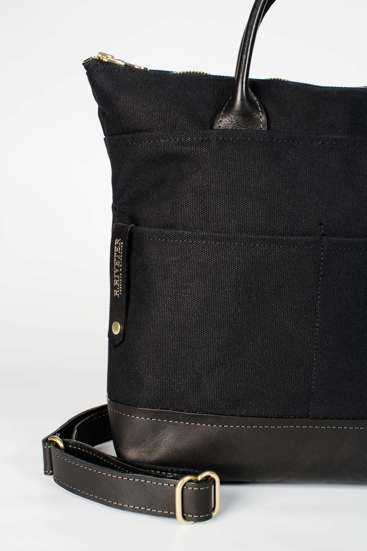 Otto | Signature Black Canvas + Black Leather Handbag