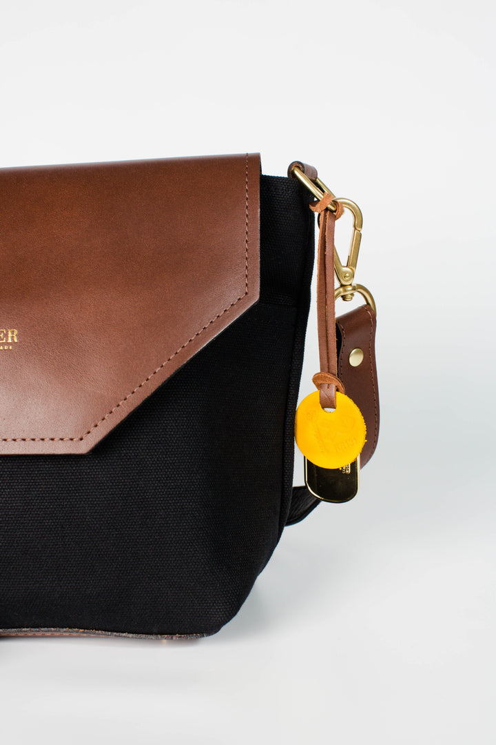 Hobby | Signature Black Canvas + Brown Leather Handbag Hobby