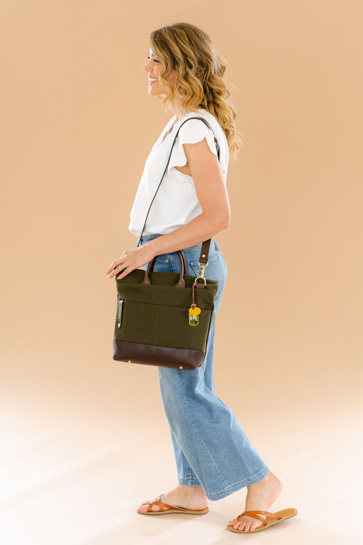 Otto | Signature Fatigue Canvas + Brown Leather Handbag