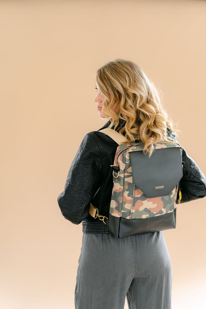 Corbin | Riveter Camo Printed Canvas + Black Leather