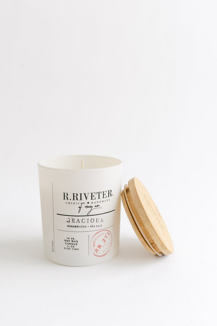 Riveter Made Candle | Gracious - 10oz White Jar