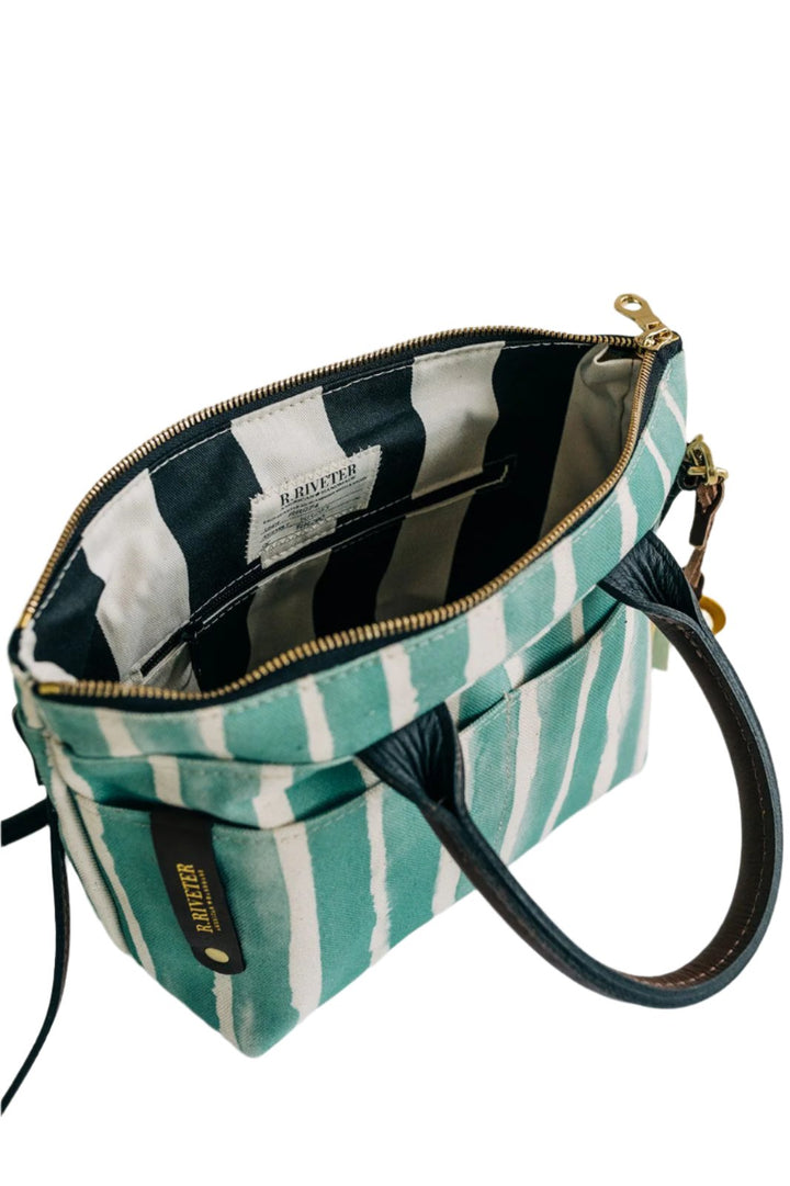 S&D Dot | Lagoon Stripe + Brown Leather