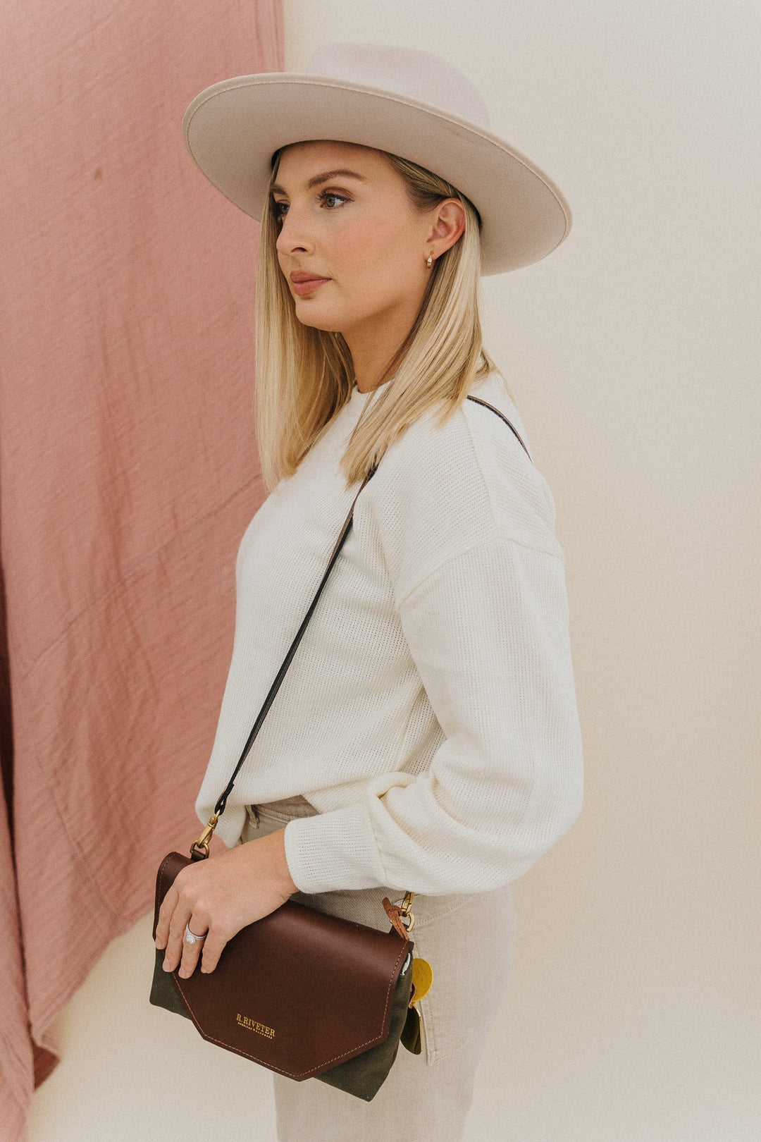 Patton | Signature Fatigue + Brown Leather Crossbody Handbag