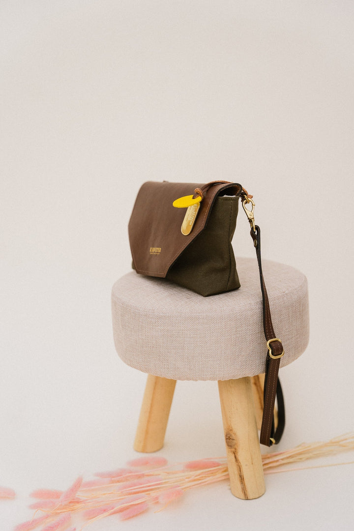 Patton | Signature Fatigue + Brown Leather Crossbody Handbag