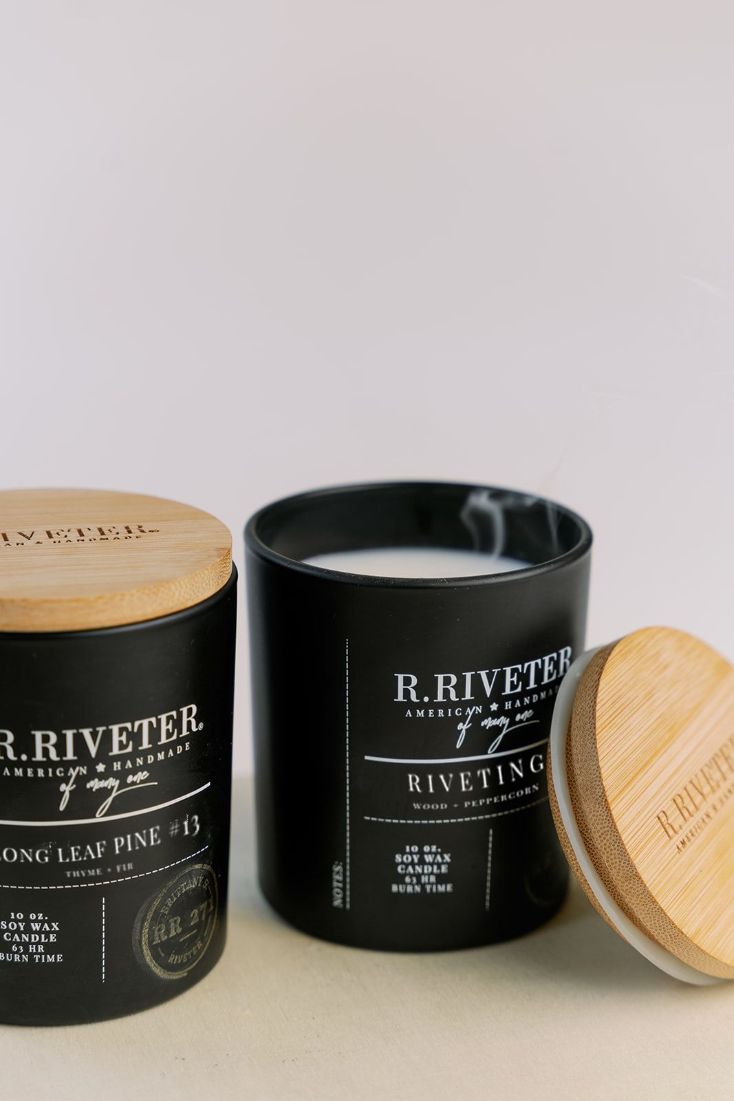 Riveter Made Candle | Long Leaf Pine #13 - 10oz Black Jar