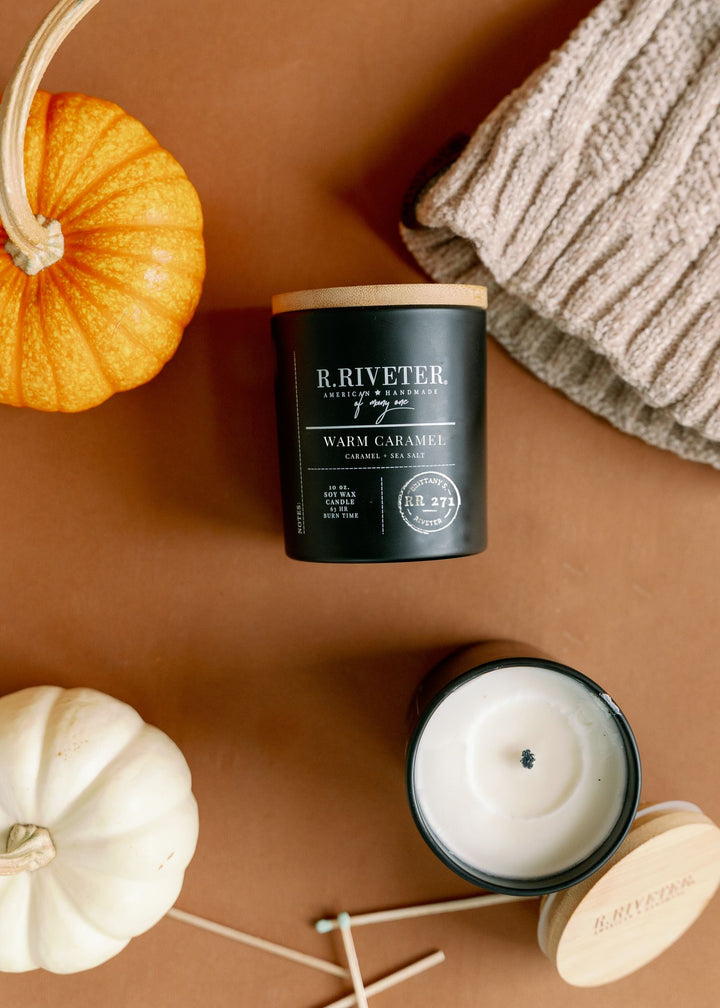 Riveter Made Candle | Warm Caramel - 10oz Black Jar