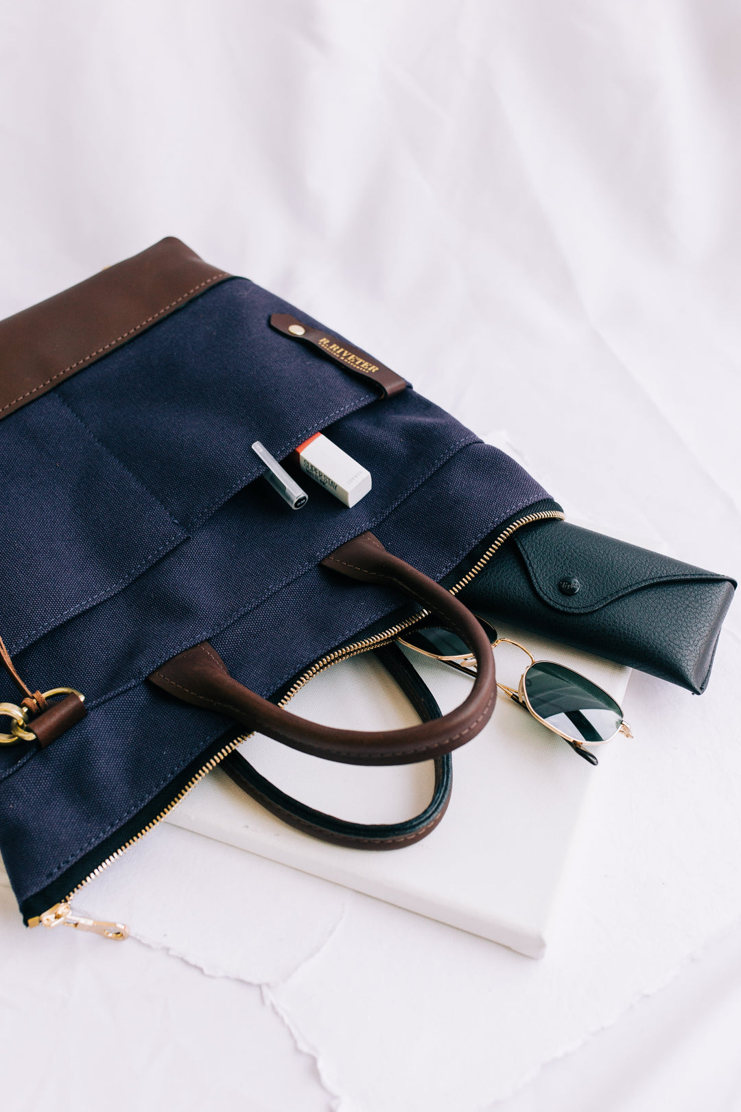 Otto | Signature Navy Canvas + Brown Leather