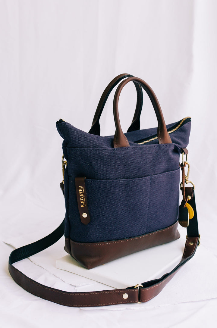 Otto | Signature Navy Canvas + Brown Leather