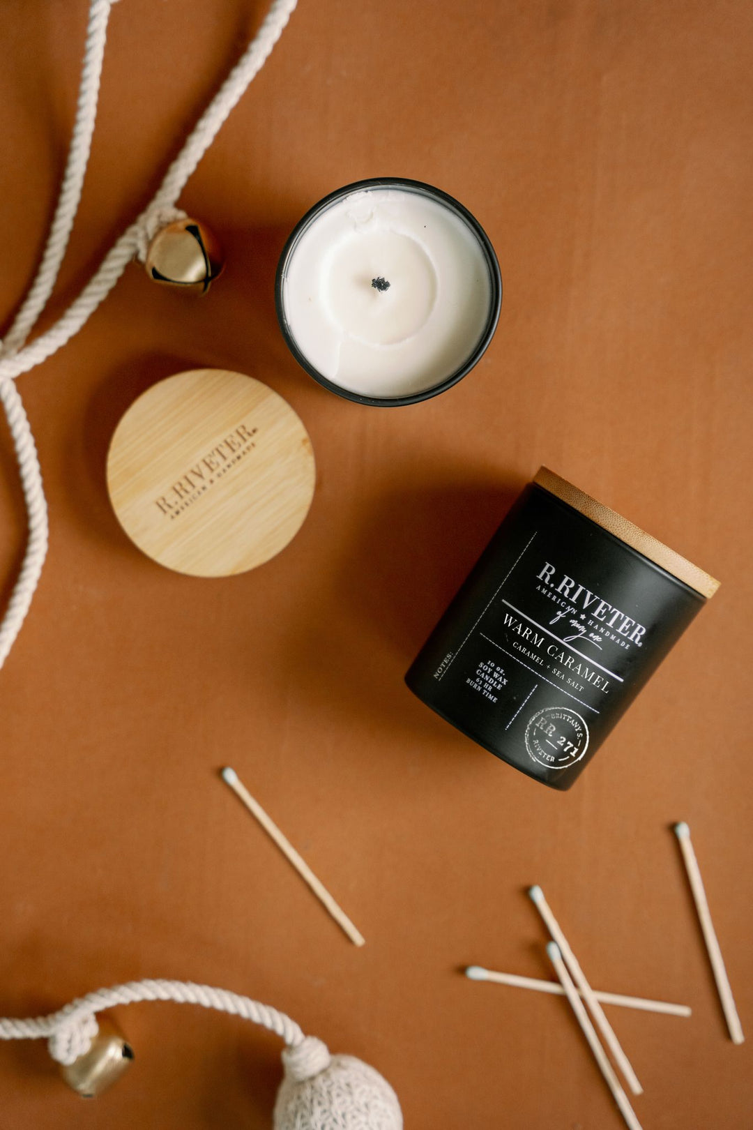 Riveter Made Candle | Warm Caramel - 10oz Black Jar