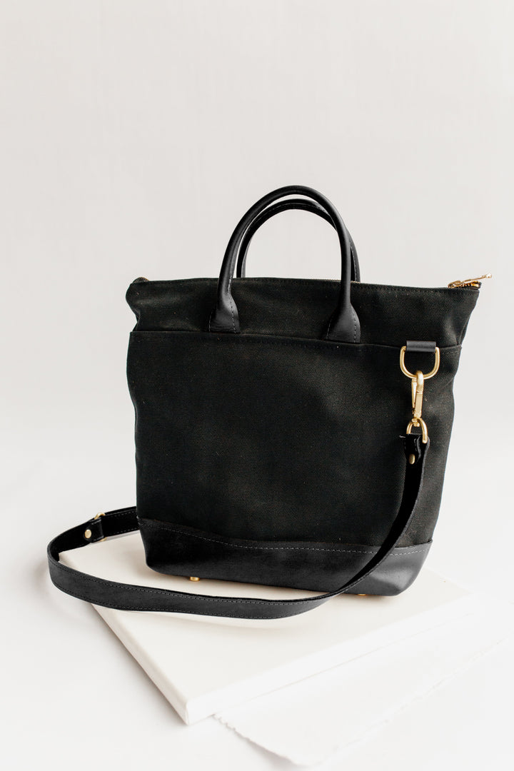 Otto | Signature Black Canvas + Black Leather Handbag