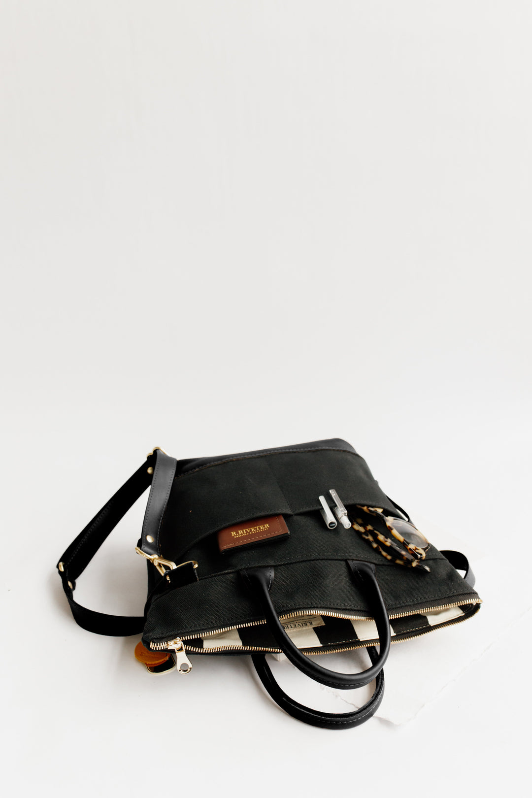 Otto | Signature Black Canvas + Black Leather Handbag