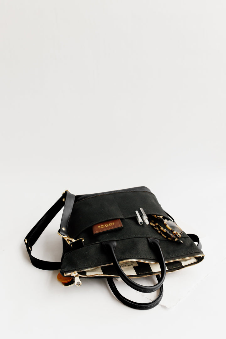 Otto | Signature Black Canvas + Black Leather Handbag