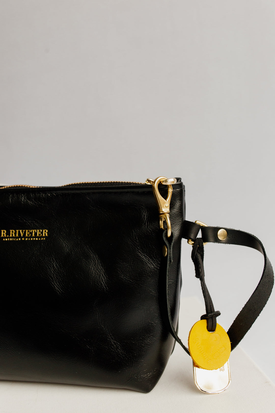 Naomi | Signature Black Leather Zipper Clutch