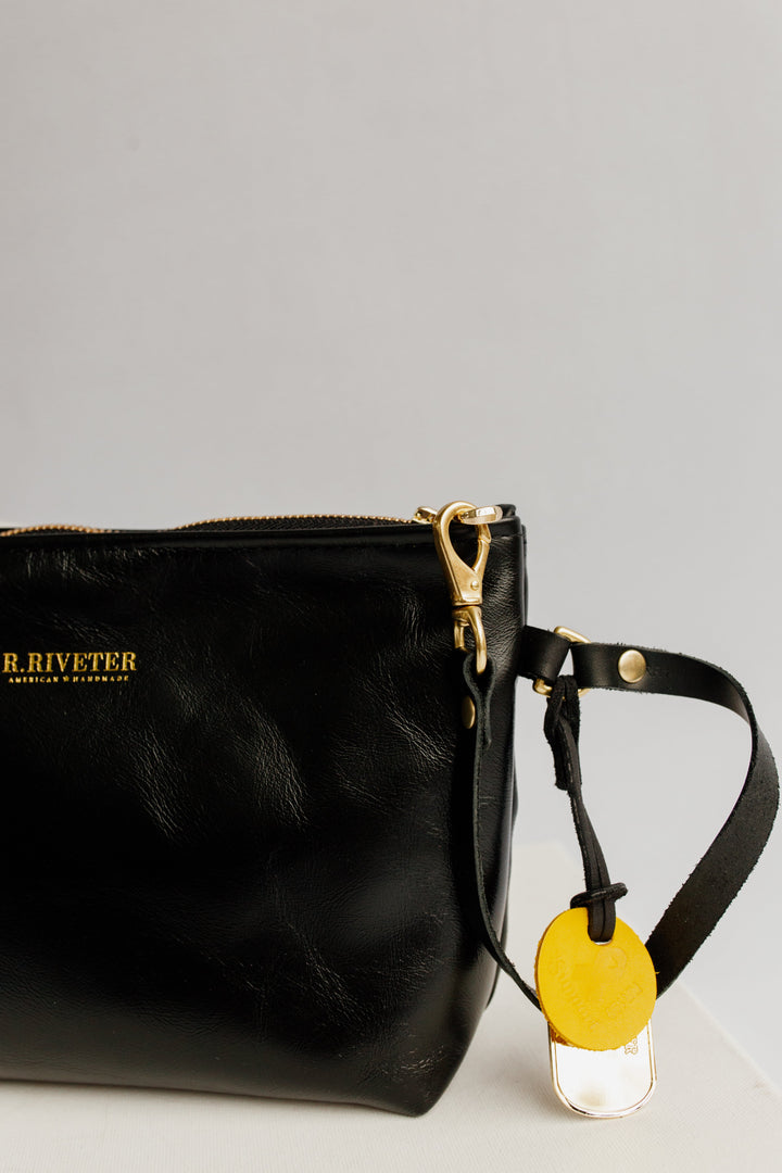 Naomi | Signature Black Leather Zipper Clutch