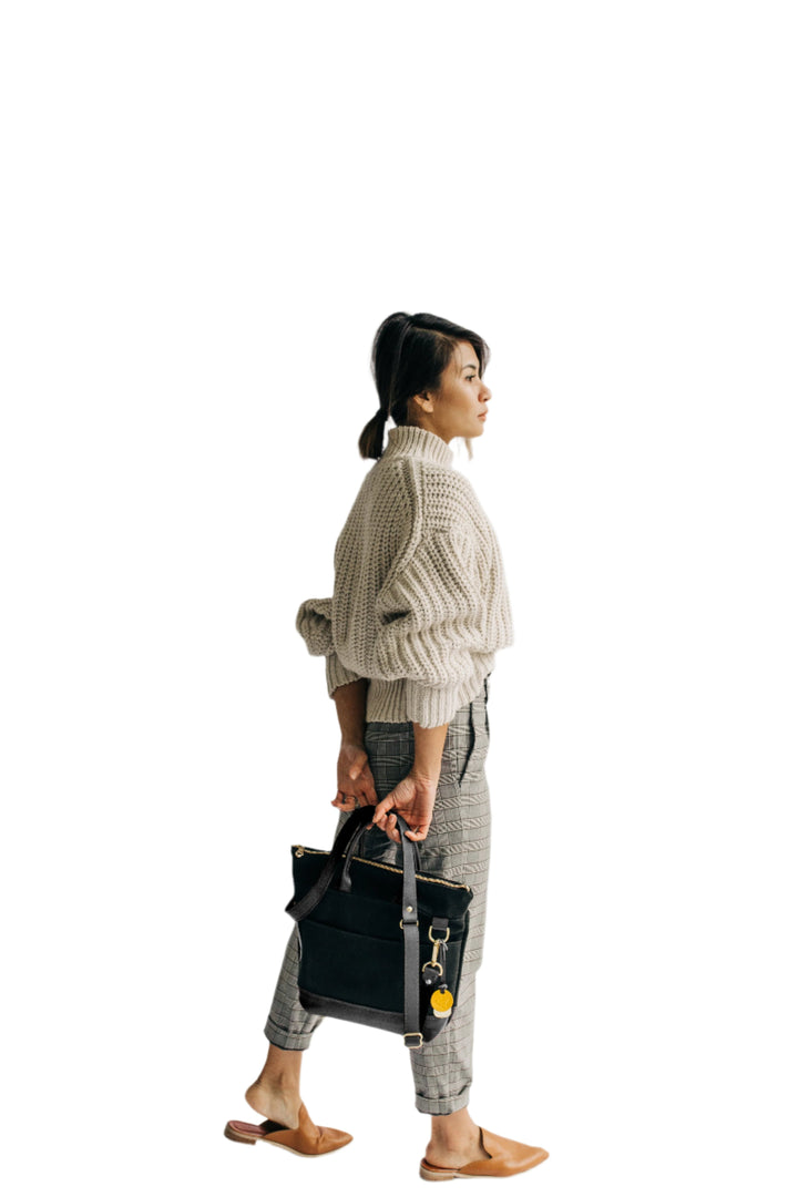 Otto | Signature Black Canvas + Black Leather Handbag